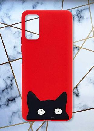 Матовий чохол з червоними боками на xiaomi redmi note 11 4g :: котик принт 119