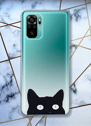 Прозорий чохол на xiaomi redmi note 10 / note 10s дизайн котик принт 119