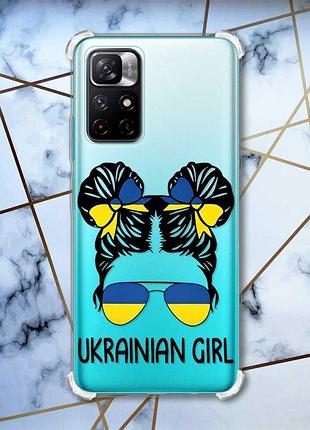 Чохол з потовщеними кутами на xiaomi redmi note 11 4g українська дівчина (принт 113)