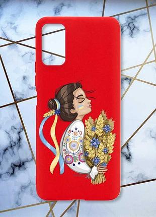 Матовий чохол з червоними боками на xiaomi redmi note 11 4g українка з колосками принт 172