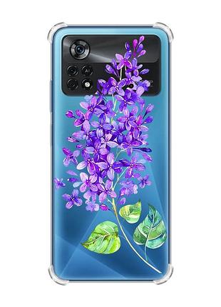 Чохол з потовщеними кутами на xiaomi poco x4 pro 5g :: гілочка бузку (принт 280)