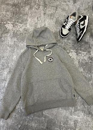 Серое худи с капюшоном converse оригинал 2