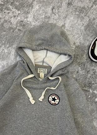 Серое худи с капюшоном converse оригинал 4