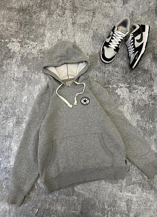 Серое худи с капюшоном converse оригинал
