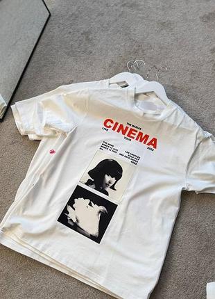 Накладной платеж ❤ плотная хлопковый оверсайз лонгслив с принтом надписью cinema