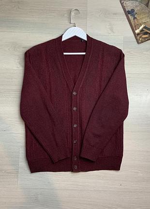 Вінтажний чоловічий вовняний кардиган made in italy, теплий натуральний трикотаж, чудова якість, розмір m (ua 48)