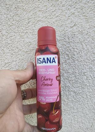 Женский дезодорант спрей isana cherry amour 150 мл без алюминия 24 ч защита аромат вишни