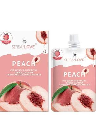 Маска для лица пузырьковая с персиком sersan love peach live oxygen moisturizing bubble clay mask, 100ml sersanlove