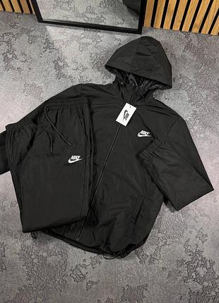 Спортивний костюм чоловічий чорний з плащівки найк, nike