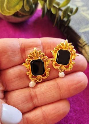 Серьгиavon genuine onyx collection, винтаж