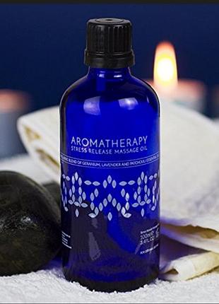 Олійка масажна aromatherapy stress release massage oil— заспокійлива масажна олія 100 мл, створена для зняття напруги та релаксації.-100 мл