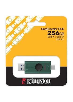Флеш-накопичувач kingston 256gb datatraveler duog2 usb-a + usb-c 3.2 gen 1 black/green dtdeg2/256gb