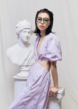 Сукня з хрусткої бавовни з вишивкою zara