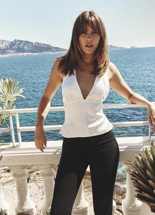 Білий сатиновий топ zara
