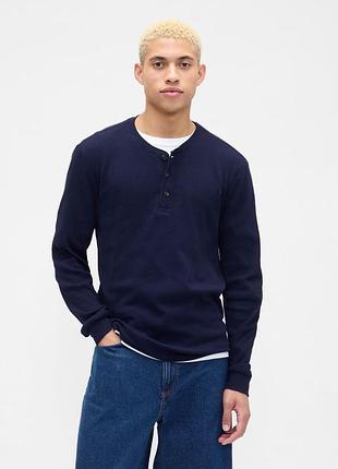 Мужской лонгслив gap из вафельной ткани