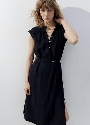 Довга сукня чорного кольору з розрізами по боках h&m