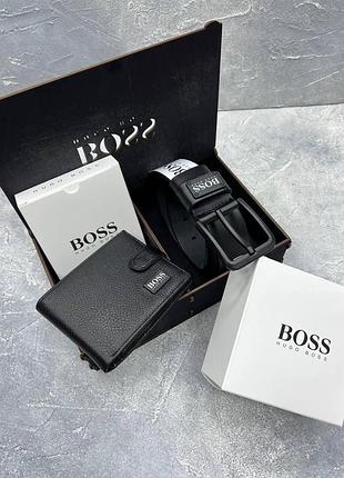 Подарунковий набір ремінь + гаманець boss