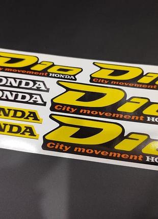 Желтые с черным вырезанные контуру наклейки на мотоцикл мопед скутер honda dio хонда дио набор