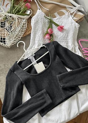 Графітовий топ в рубчик zara 🤍