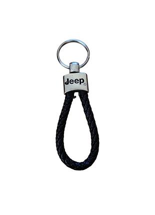 Брелок автомобильный для ключей jeep джип плетеный екокожа черный