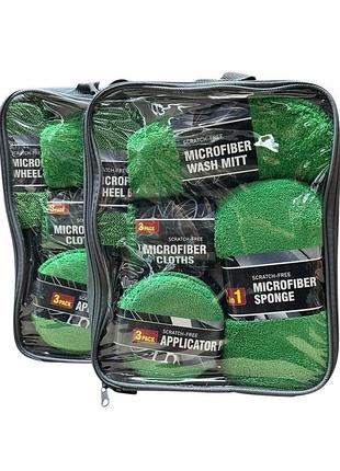 Набор для мойки авто набор для очистки и ухода за автомобилем 9 предметов green luxury