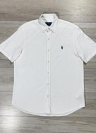 Біла сорочка з коротким рукавом ральф лаурен ralph lauren mesh, факт xl, оригінал