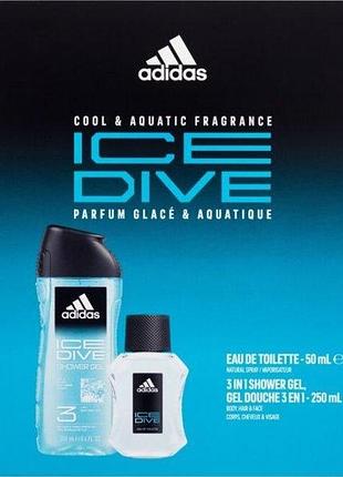 Подарочный набор мужской adidas ice dive (туалетная вода 50 мл + гель для душа 250 мл)