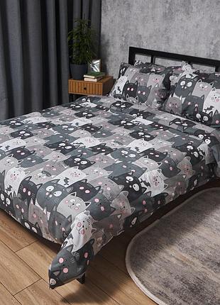 Комплект постільної білизни moon&star бязь gold люкс sleepy cats полуторний 143х210 наволочки 4х70х70