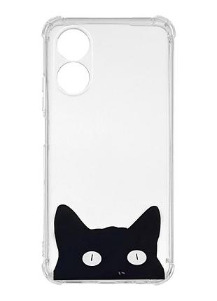 Чехол с утолщёнными углами на oppo a17 :: кошечка (принт 119)
