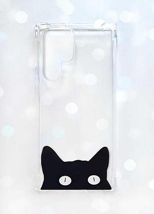Чохол з потовщеними кутами на samsung galaxy s22 ultra :: котик (принт 119)