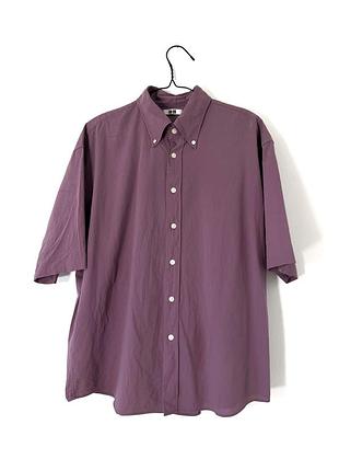 Фиолетовая оверсайз рубашка uniqlo