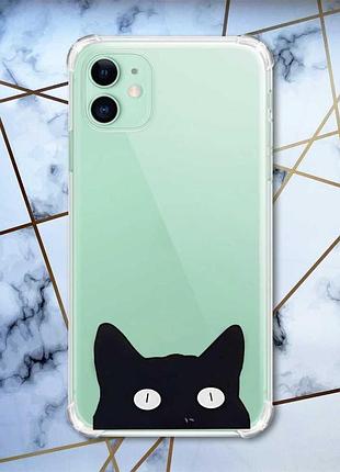 Чохол з потовщеними кутами на apple iphone 11 (6.1) :: котик (принт 119)