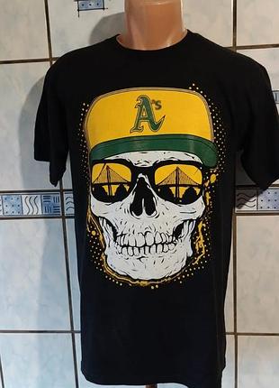 Футболка чорна з принтом oakland a's athletics mlb