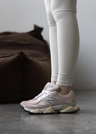 Женские кроссовки new balance 9060 pink beige New beige English розового с бежевым цветами