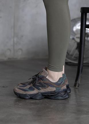 Женские кроссовки new balance 9060 beef and broccoli brown black New Balance 9060 beef and broccoli bred black New Balance Birds Черный с черными цветами