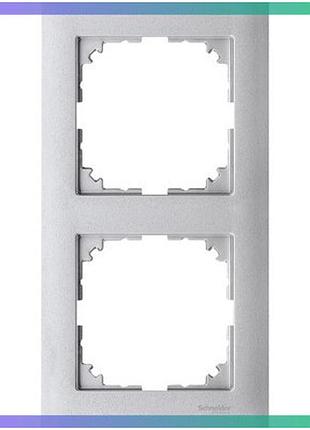 Рамка m-pure 2-постова кольору алюміній для електричних розеток та вимикачів