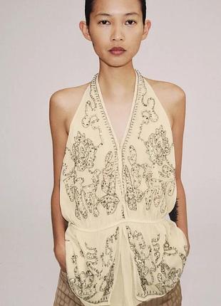 Топ halter с вышивкой zw collection limited edition