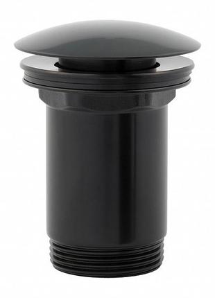 Донный клапан черный omnires click-clack с переливом (a706bl), черный