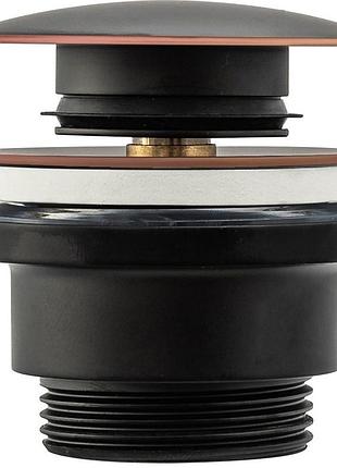 Донный клапан чёрный rea click-clack с переливом (rea-a5218), черный