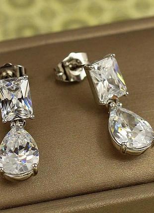 Серьги гвоздики xuping jewelry страсть 2,4 см серебристые love-shopping