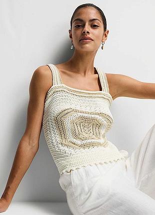 Marks &amp; spencer стильный коттоновый вязаный топ майка