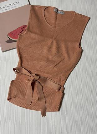 Стильна жіноча майка zara нюдово-теракотового кольору