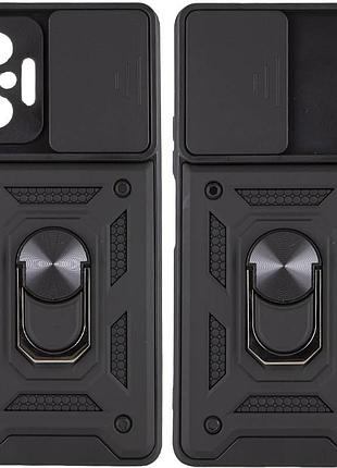 Ударостійкий чохол camshield serge ring для xiaomi redmi note 10 pro / 10 pro max чорний, tpu+pc, шторка на камеру