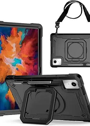 Противоударный чехол для lenovo m11/k11 tb-330 fu xiaoxin pad 2024 tb- с ремешком, вращающейся подставкой и держателем для стилуса