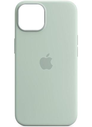 Чохол silicone case (aaa) full with magsafe для apple iphone 14 (6.1") бірюзовий / succulent