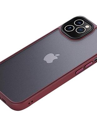 Tpu+pc чехол metal buttons для apple iphone 12 pro max (6.7") бордовий, tpu+pc
