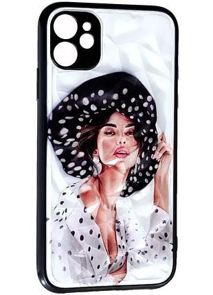 Tpu+pc чехол prisma ladies для apple iphone 14 (6.1") girl in a hat, tpu+pc