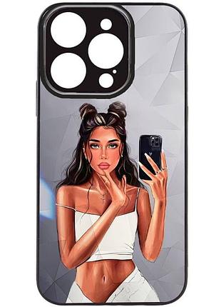 Tpu+pc чехол prisma ladies для apple iphone 14 pro (6.1") black in white, tpu+pc
