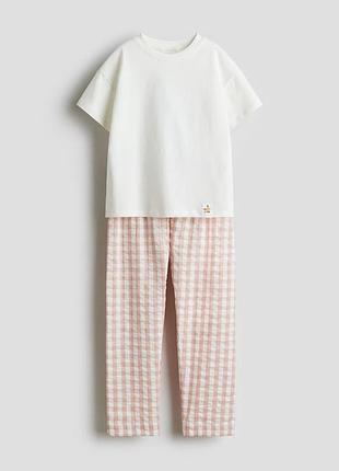 2-4 лет 98-104 см h&amp;m новая фирменная трикотажная пижама комплект костюм клетка оригинал