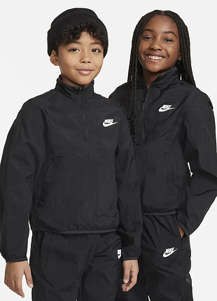 Детская легкая куртка nike k nsw tracksuit wvn qz hbr black